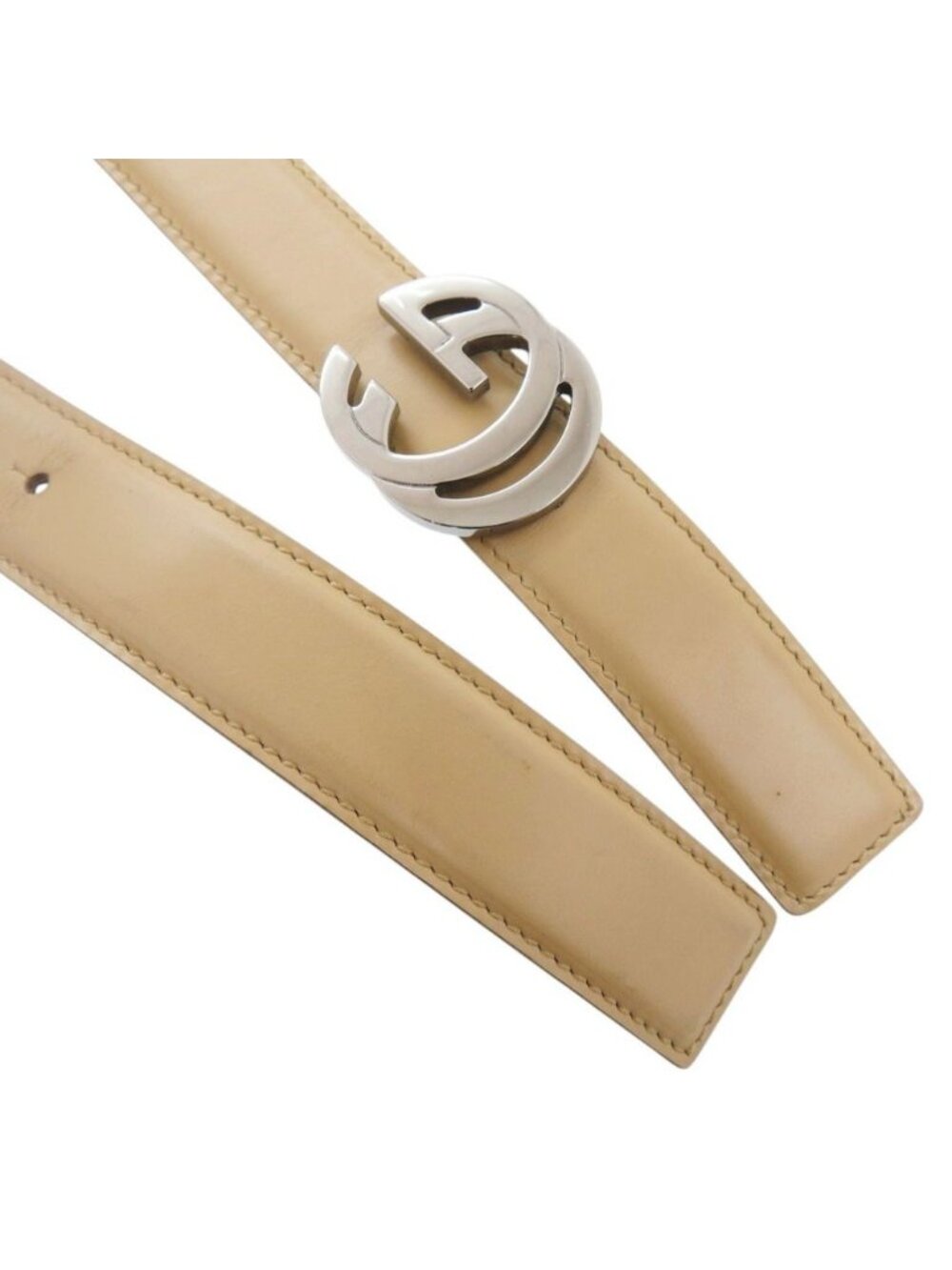 Gucci Interlocking Leather Beige Belt - Picture 5 of 6